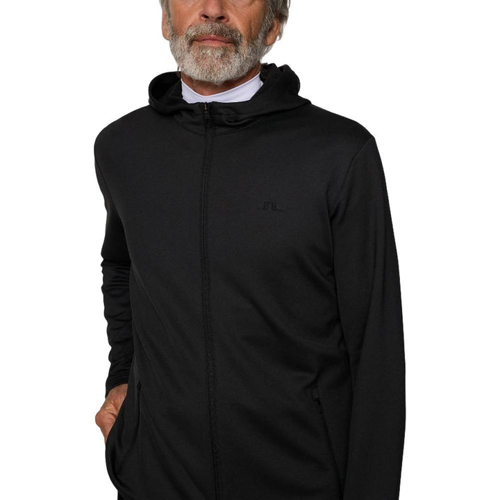 J.Lindeberg Aerial Full Zip Hood Golf Jacket Black - FW25 Men