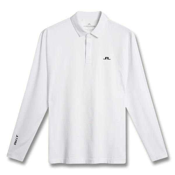 J.Lindeberg Sean Hybrid Longsleeve Golf Polo White - FW25 Men
