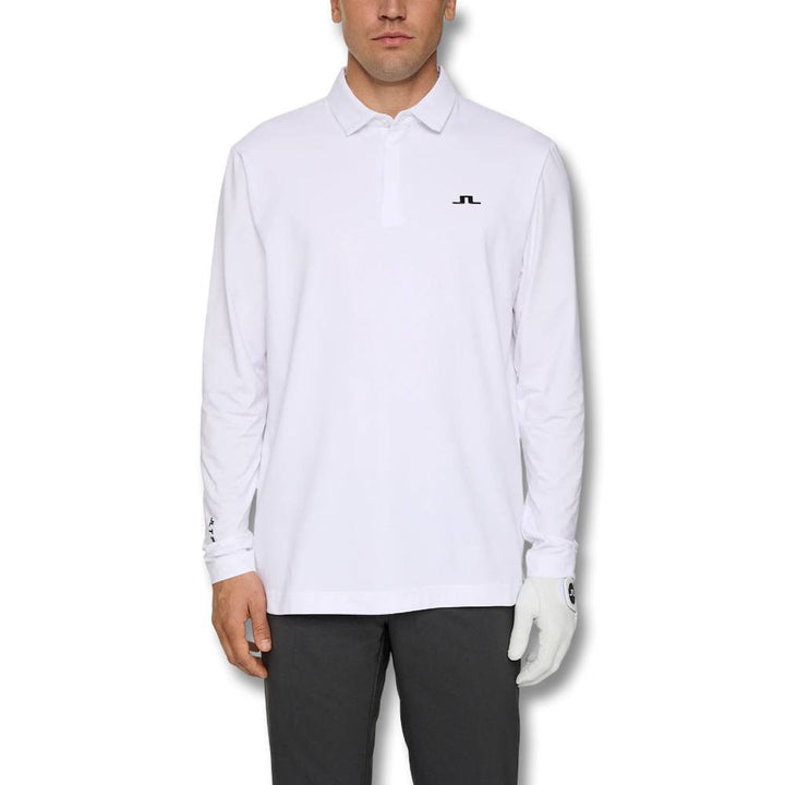 J.Lindeberg Sean Hybrid Longsleeve Golf Polo White - FW25 Men