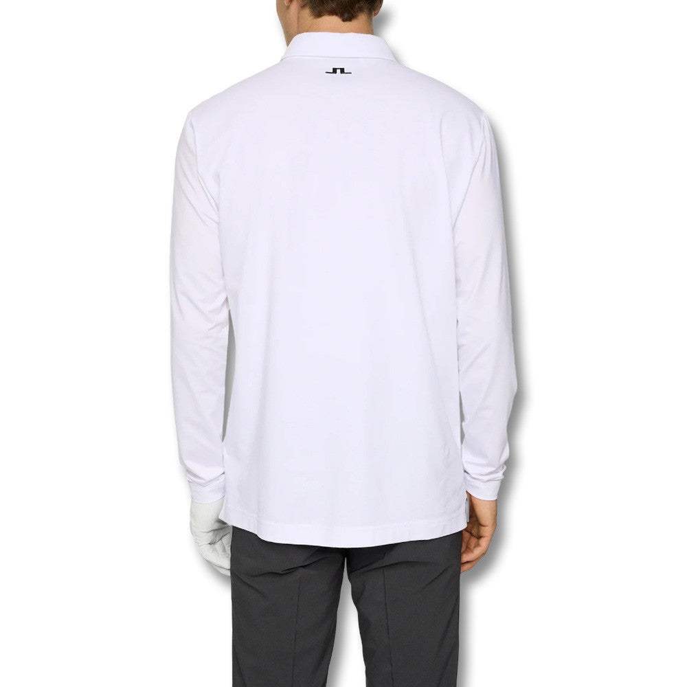 J.Lindeberg Sean Hybrid Longsleeve Golf Polo White - FW25 Men – Golfio