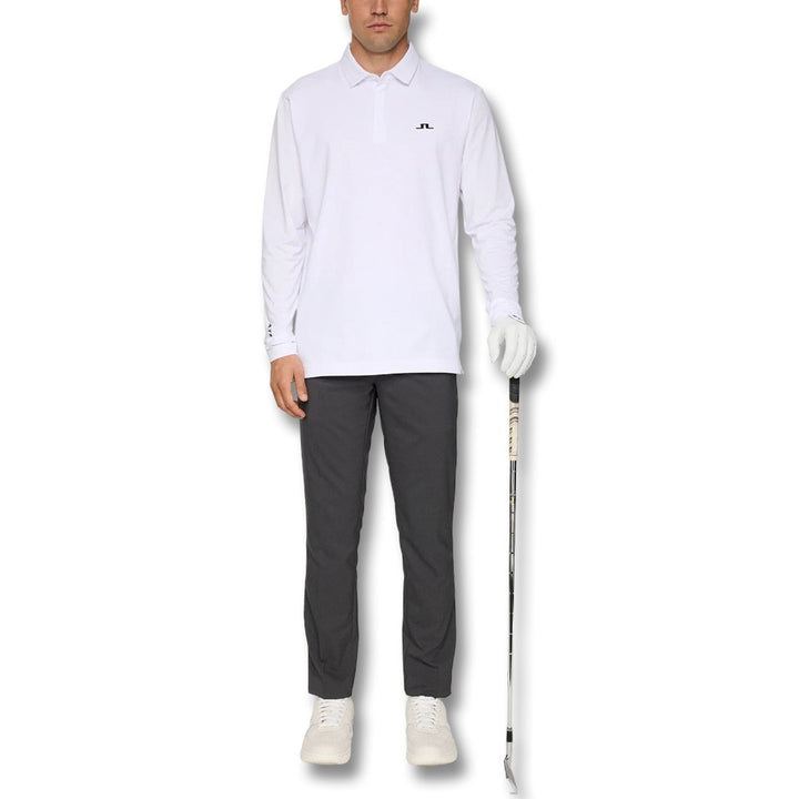 J.Lindeberg Sean Hybrid Longsleeve Golf Polo White - FW25 Men