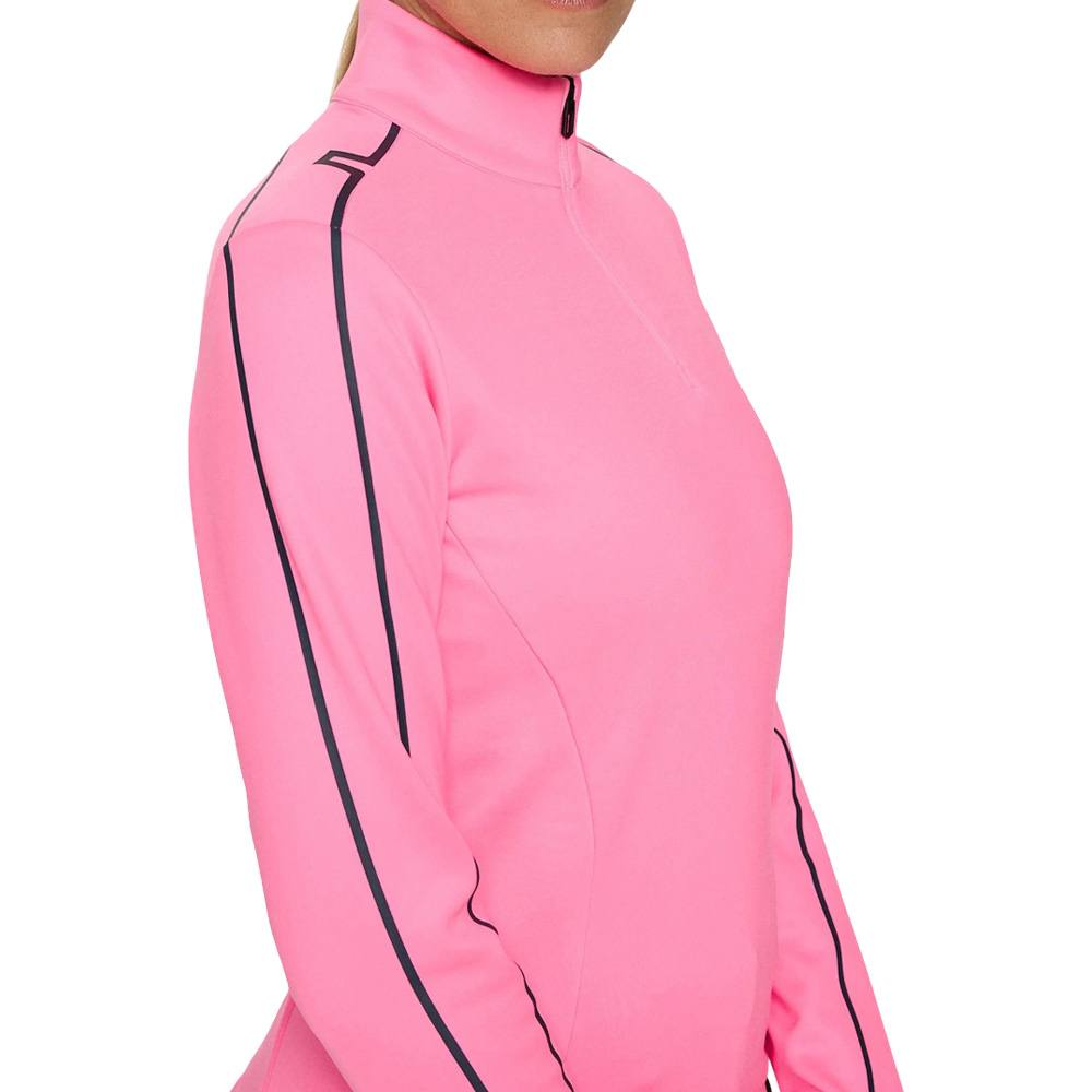 J.Lindeberg Nefe Quarter Zip Mid Layer Golf Pullover Eosine Pink
