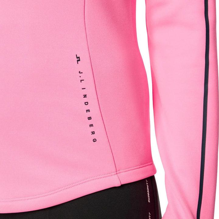 J.Lindeberg Nefe Quarter Zip Mid Layer Golf Jacket Eosine Pink - FW25 Women