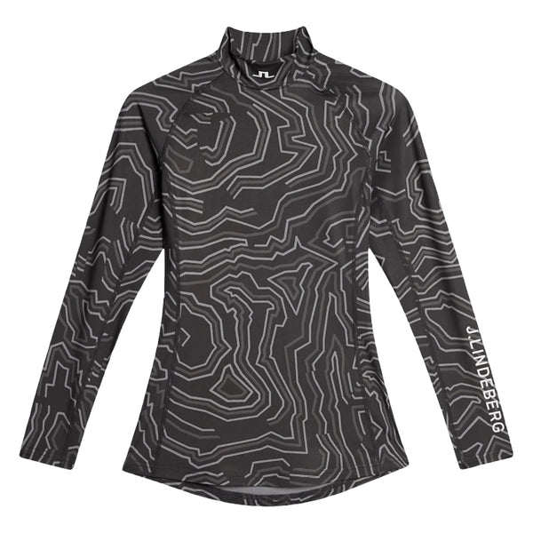 J.Lindeberg Ella Print Compression Top Golf Baselayer Topo Asphalt - FW25 Women