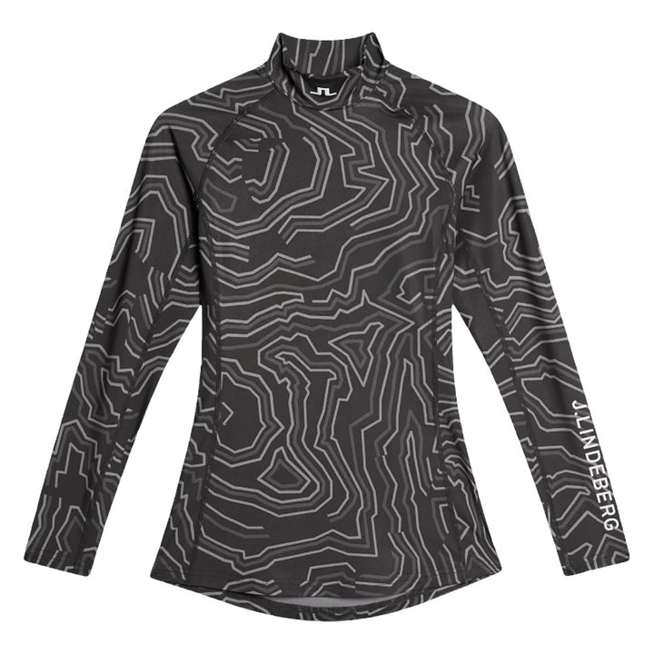 J.Lindeberg Ella Print Compression Top Golf Baselayer Topo Asphalt - FW25 Women