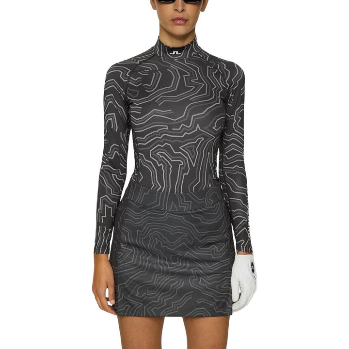 J.Lindeberg Ella Print Compression Top Golf Baselayer Topo Asphalt - FW25 Women