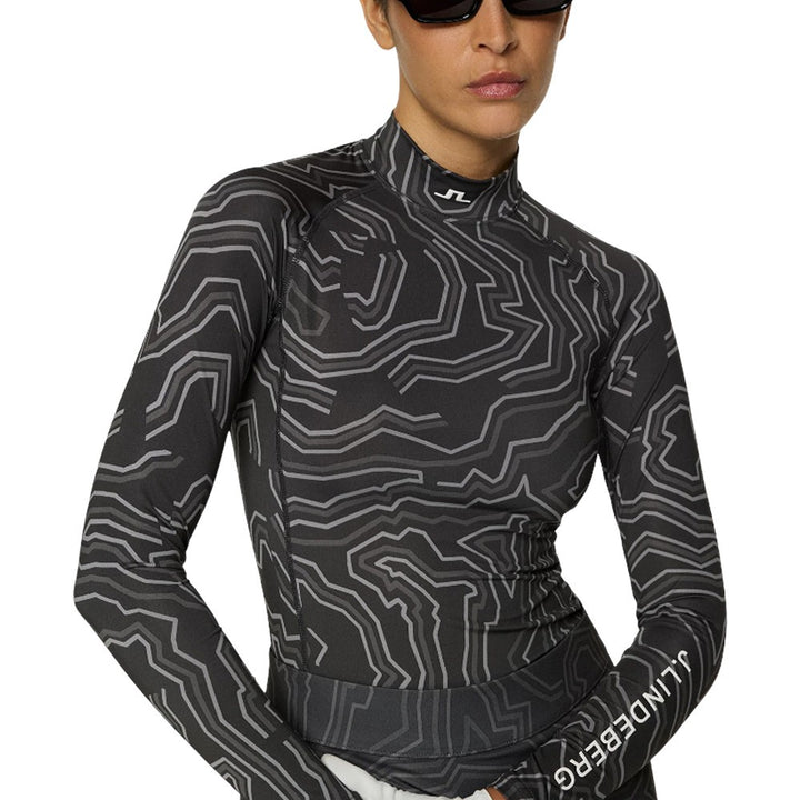 J.Lindeberg Ella Print Compression Top Golf Baselayer Topo Asphalt - FW25 Women