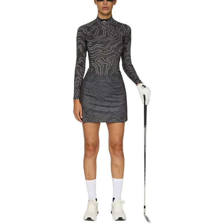 J.Lindeberg Ella Print Compression Top Golf Baselayer Topo Asphalt - FW25 Women