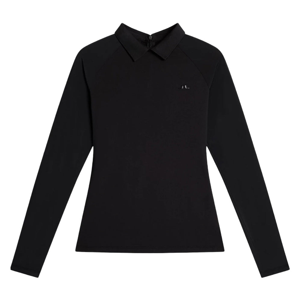 J.Lindeberg Tori Hybrid Longsleeve Golf Polo Black - FW25 Women