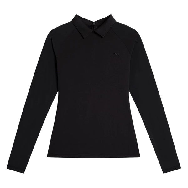 J.Lindeberg Tori Hybrid Longsleeve Golf Polo Black - FW25 Women