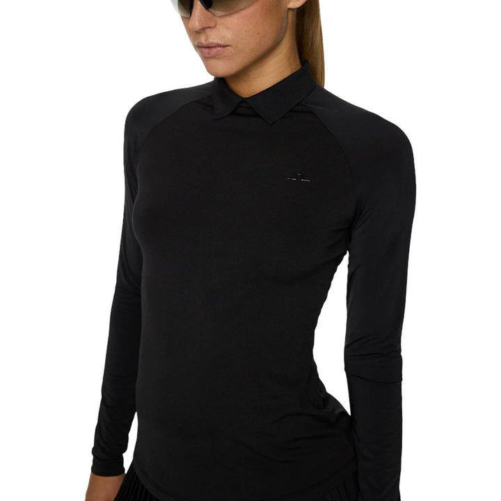 J.Lindeberg Tori Hybrid Longsleeve Golf Polo Black - FW25 Women