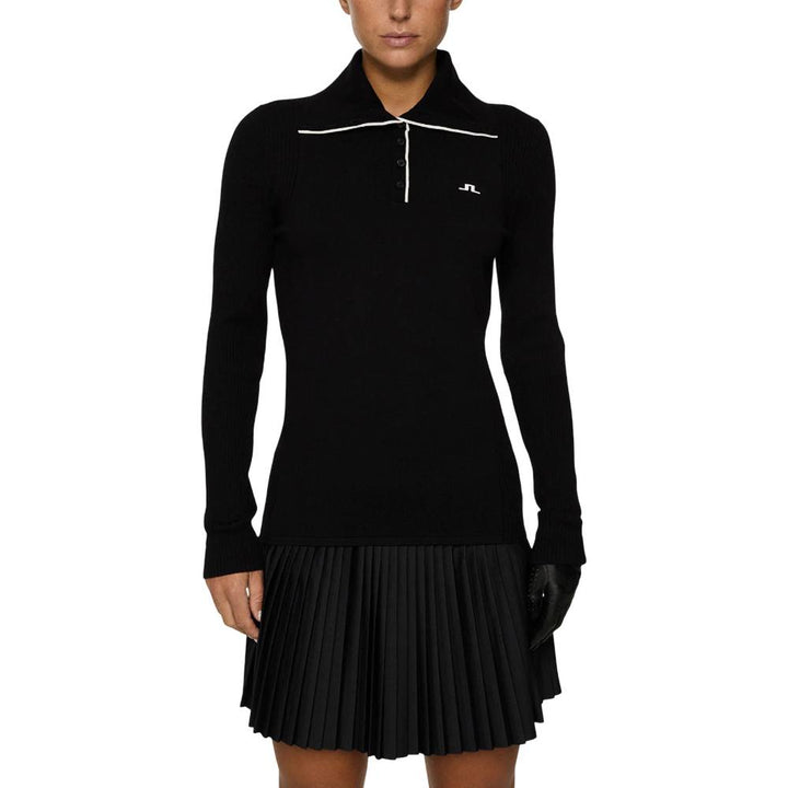 J.Lindeberg Leonie Knitted Golf Polo Black - FW25 Women