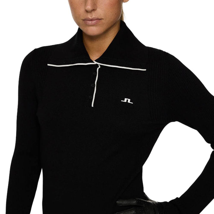 J.Lindeberg Leonie Knitted Golf Polo Black - FW25 Women