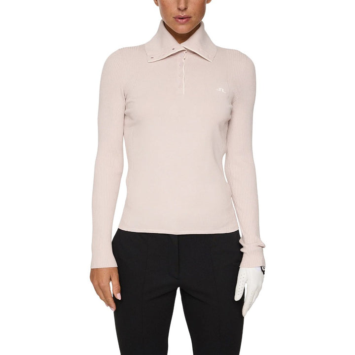 J.Lindeberg Leonie Knitted Golf Polo Grey Lilac - FW25 Women