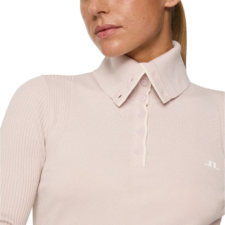 J.Lindeberg Leonie Knitted Golf Polo Grey Lilac - FW25 Women