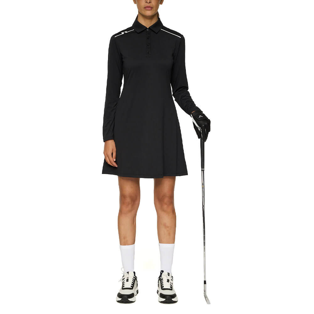 golf long sleeve dress J.Lindeberg Women's Gizelle Long Sleeve Dress 9232919- Medium Black