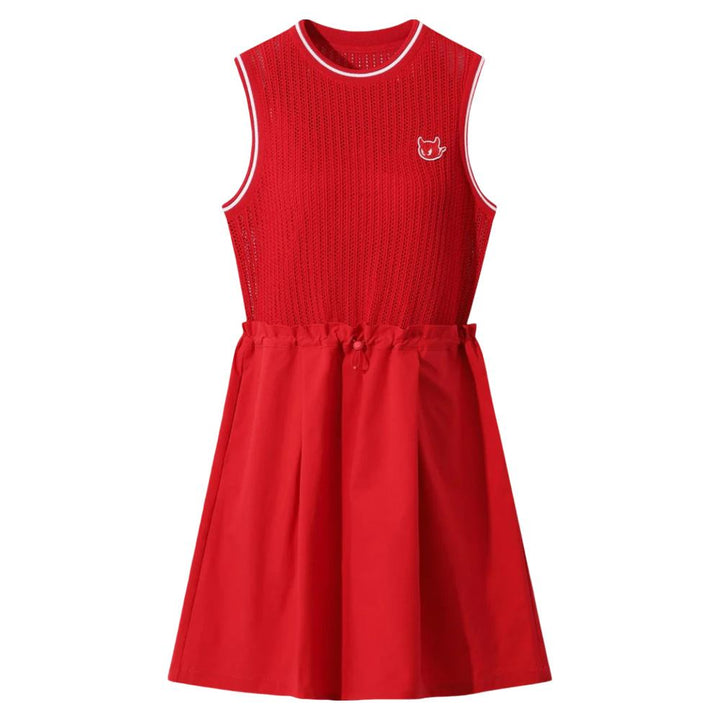 WAAC Mesh Knit Golf Dress Red - FW25 Women
