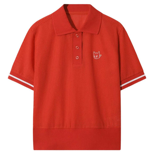 WAAC Mesh Jersey Shortsleeve Golf Polo Red - FW25 Women