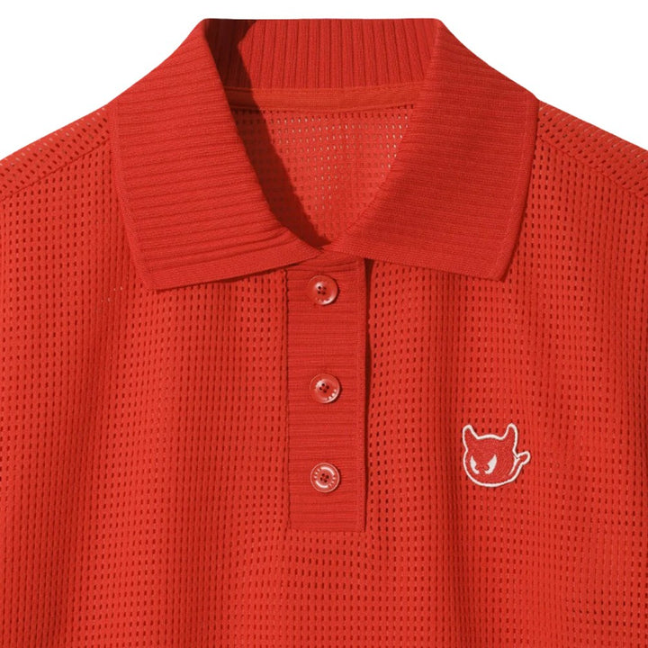WAAC Mesh Jersey Shortsleeve Golf Polo Red - FW25 Women