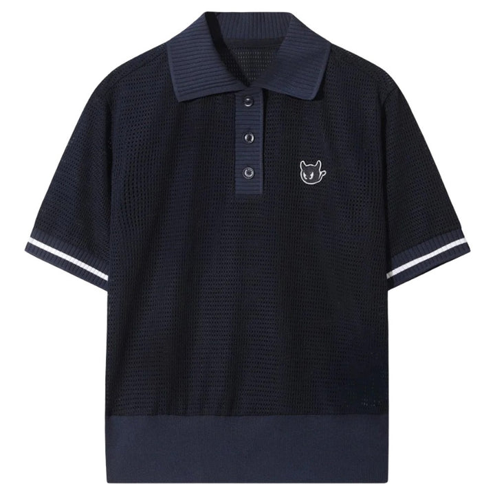 WAAC Mesh Jersey Shortsleeve Golf Polo Dark Navy - FW25 Women