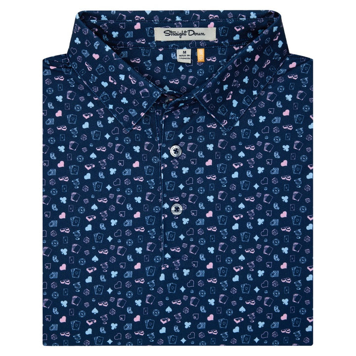 Straight Down Hold 'Em Golf Polo New Indigo - FA25 Men