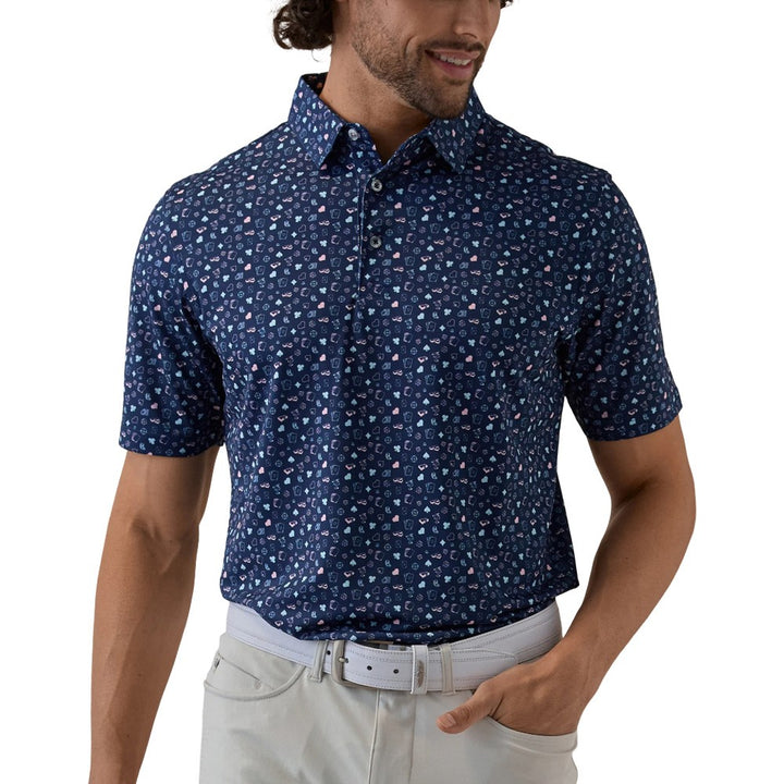 Straight Down Hold 'Em Golf Polo New Indigo - FA25 Men