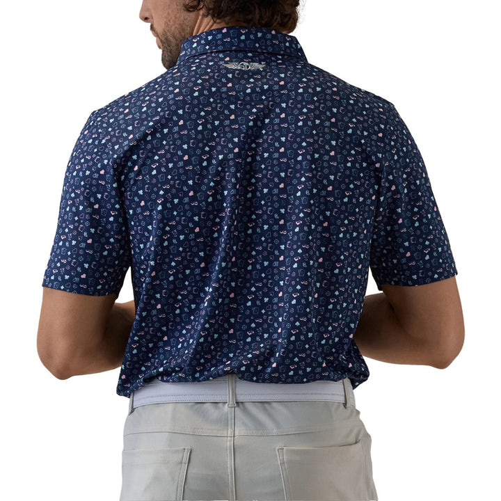 Straight Down Hold 'Em Golf Polo New Indigo - FA25 Men