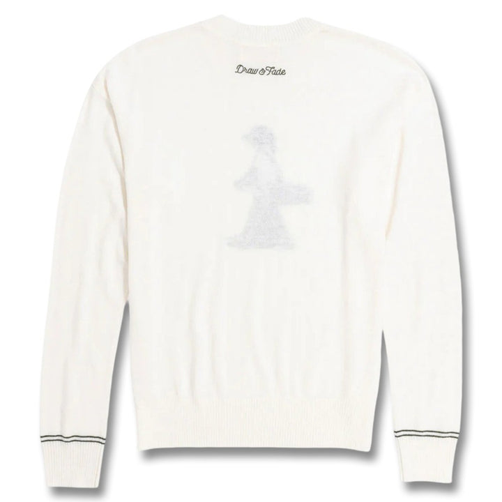 Draw & Fade Walking Girl Crewneck Golf Sweater White - FW25 Women