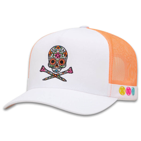 Gfore Sugar Skull & Tees Cotton Twill Trucker Golf Cap Snow - FA25 Men
