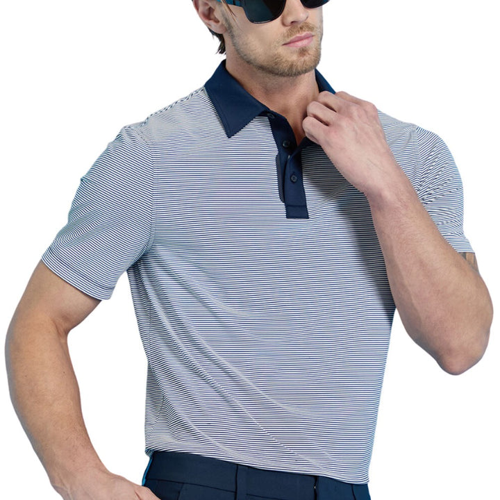 Gfore Feeder Stripe Fine Tech Jersey Golf Polo (with Gfore Emblem) Twilight - FA25 Men
