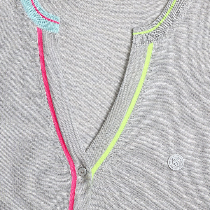 Gfore Tailored Merino Wool Cardigan Golf Sweater (with Gfore Emblem) Melange Grey - FA25 Women