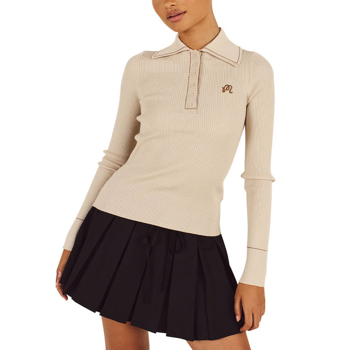 Malbon Agatha Knit Golf Polo Dove Grey - FW25 Women