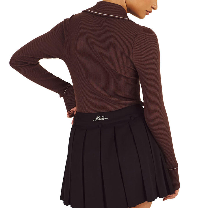 Malbon Agatha Knit Golf Polo Mahogany - FW25 Women