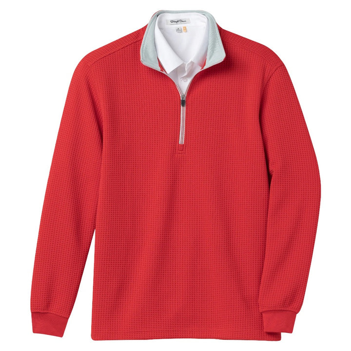 Straight Down Optic Quarter Zip Golf Pullover Flag Red - FA25 Men