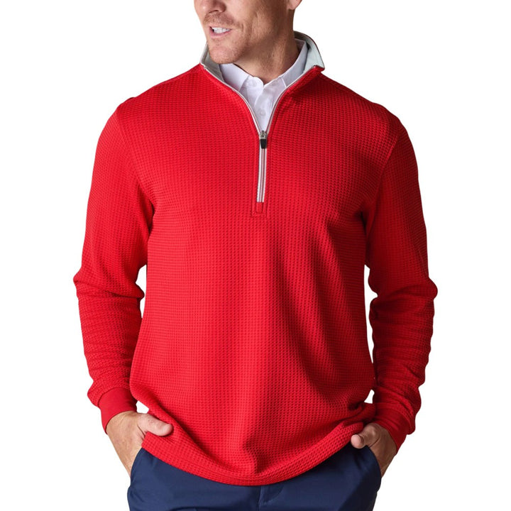 Straight Down Optic Quarter Zip Golf Pullover Flag Red - FA25 Men