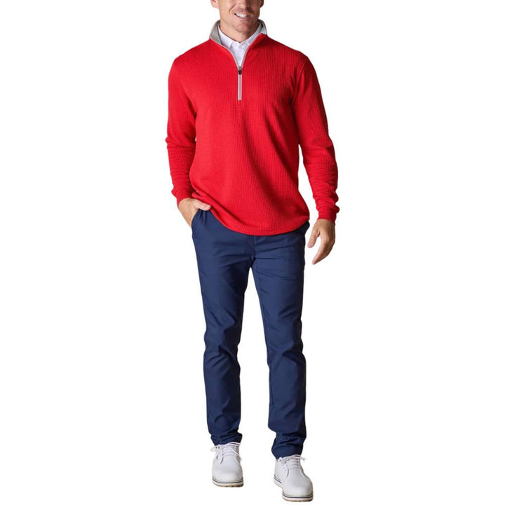 Straight Down Optic Quarter Zip Golf Pullover Flag Red - FA25 Men