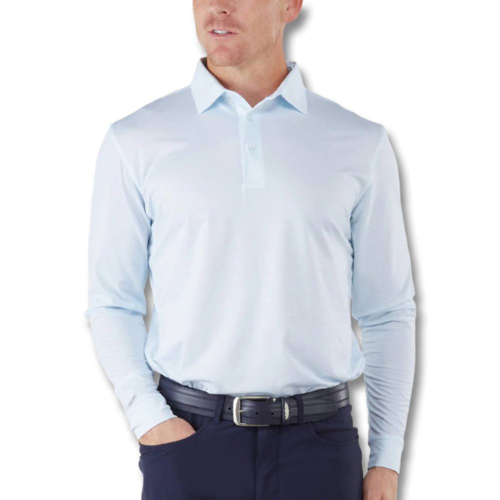 Straight Down Stearns Longsleeve Golf Polo Sky/White - SP25 Men