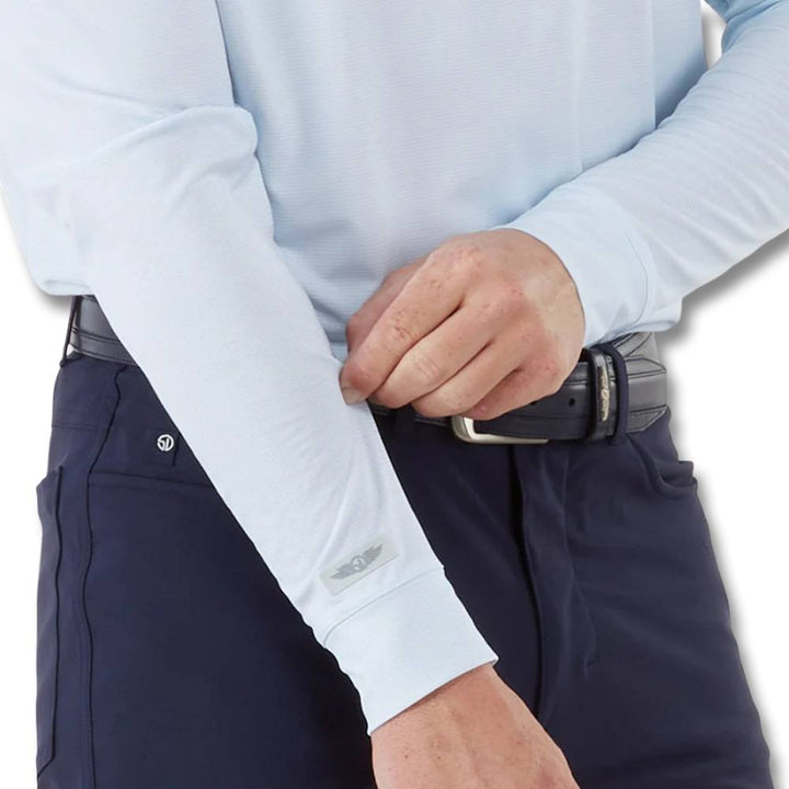 Straight Down Stearns Longsleeve Golf Polo Sky/White - SP25 Men