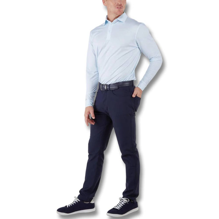 Straight Down Stearns Longsleeve Golf Polo Sky/White - SP25 Men