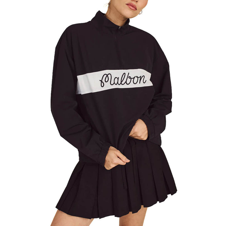 Malbon Crosscourt Windbreaker Golf Pullover Black - 25 Women