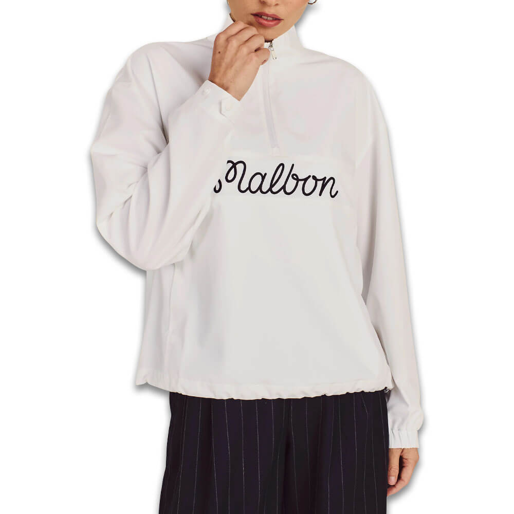 Malbon Crosscourt Windbreaker Golf Pullover White - 25 Women – Golfio