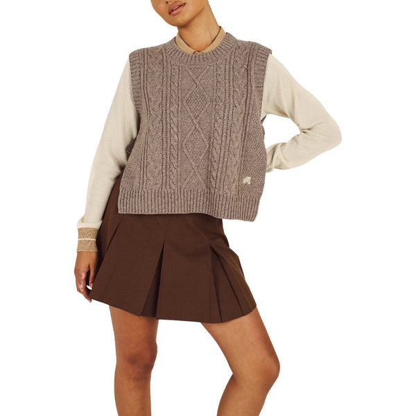 Malbon Elspeth Sweater Golf Vest Light Brown - FW25 Women
