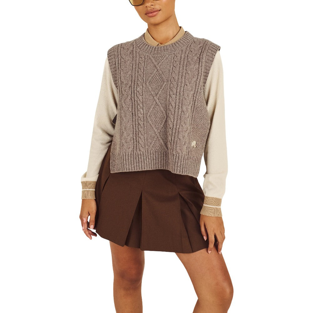 Malbon Elspeth Sweater Golf Vest Light Brown - FW25 Women – Golfio