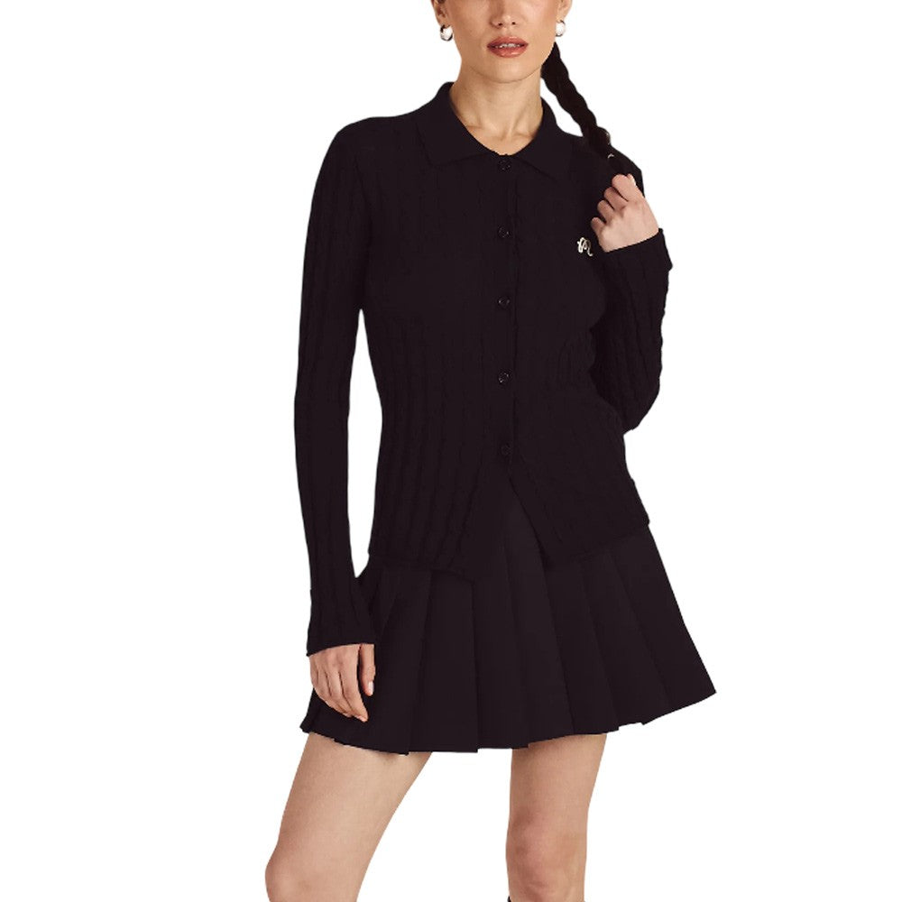 Malbon Florence Knit Top Golf Pullover Black - FW25 Women – Golfio