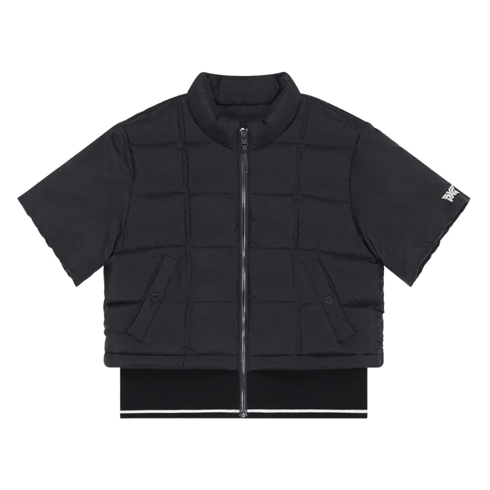 PXG レディース ゴルフジャケット 黒 PXG Ribbed Waist Shortsleeve Puffer Golf Jacket Black - FW25 Women