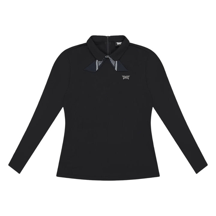 PXG Tie Neck Longsleeve Golf Polo Black - FW25 Women