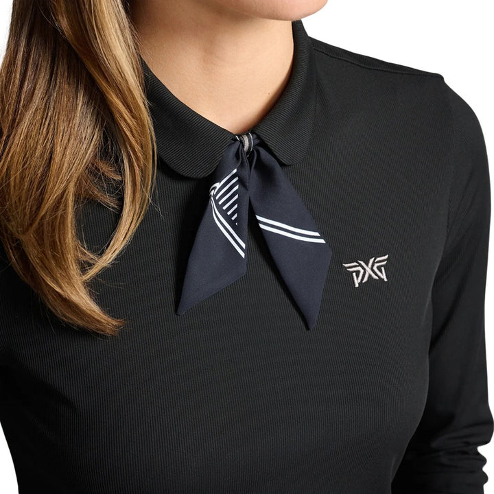 PXG Tie Neck Longsleeve Golf Polo Black - FW25 Women