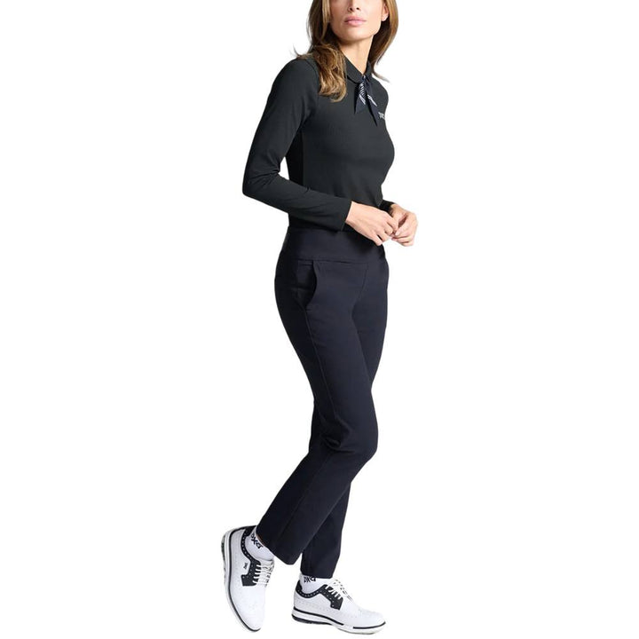 PXG Tie Neck Longsleeve Golf Polo Black - FW25 Women
