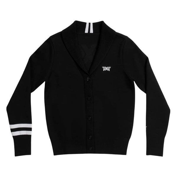 PXG Rolled Collar Golf Cardigan Golf Sweater Black - FW25 Women