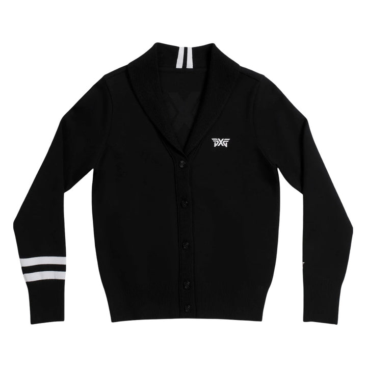 PXG Rolled Collar Golf Cardigan Golf Sweater Black - FW25 Women